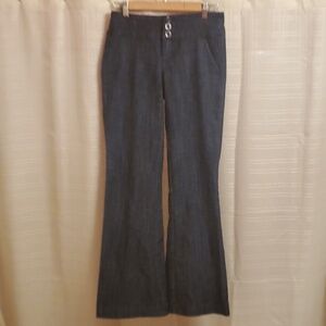 MAURICES Pants Women's Size 1 / 2 Blue Flare Accent threading 3 Button Close
